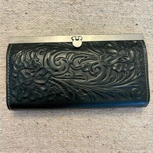 Patricia Nash Black Embossed Floral Wallet